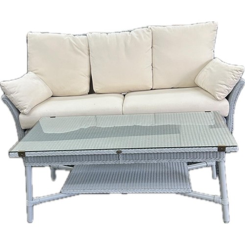 364 - Lloyd loom sofa and coffee table, sofa measures approximately 68 inches by 35 inches depth 36 inches... 