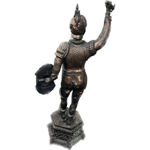 374 - Large metal statue of a spanish conquistador possibly Don Quixote measures approx 44 inches tall