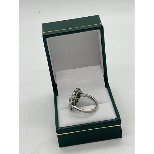 417 - Ladies 18ct white gold diamond art deco style ring, ring size K/L, total weight 5.67 grams