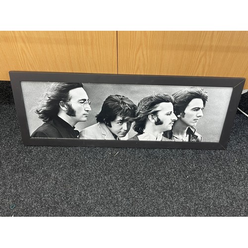 116 - Framed Beatles print measures 36 inches by 16 inches