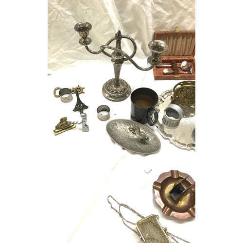 108 - Box of Metalware includes plated items etc