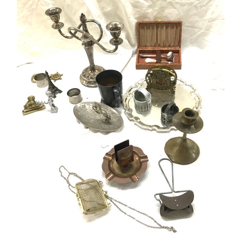 108 - Box of Metalware includes plated items etc