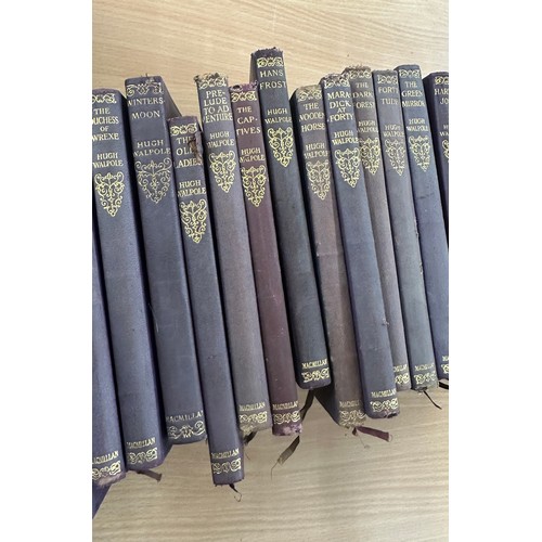 135 - Selection of vintage leather pig skin books by Hugh Walpole