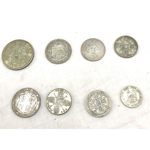 425 - Selection of vintage coins includes 1937 crown, 1906 half crown etc