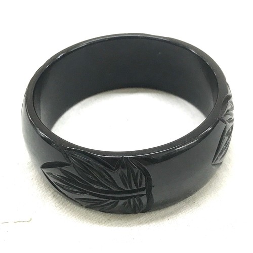 517 - Tested black carved Bakelite bracelet