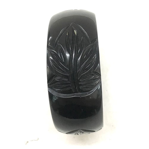 517 - Tested black carved Bakelite bracelet