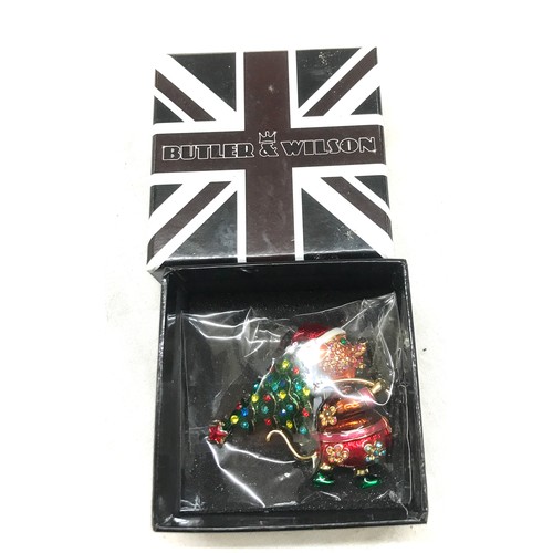 532 - Four Boxed Butler and Wilson Christmas themed brooches, 3 have never been out of the packaging