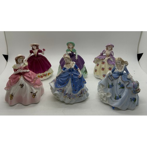 313 - Selection of 6 Coalport Fairest flowers lady figurines all with COA to include Daphne, Pansy, Rose, ... 