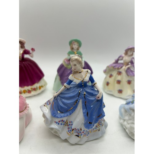 313 - Selection of 6 Coalport Fairest flowers lady figurines all with COA to include Daphne, Pansy, Rose, ... 