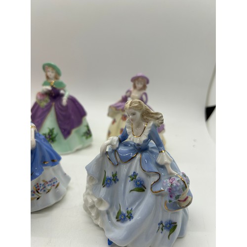 313 - Selection of 6 Coalport Fairest flowers lady figurines all with COA to include Daphne, Pansy, Rose, ... 