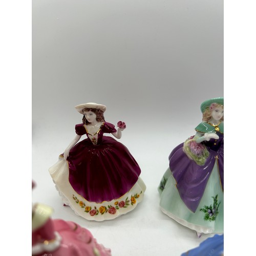 313 - Selection of 6 Coalport Fairest flowers lady figurines all with COA to include Daphne, Pansy, Rose, ... 