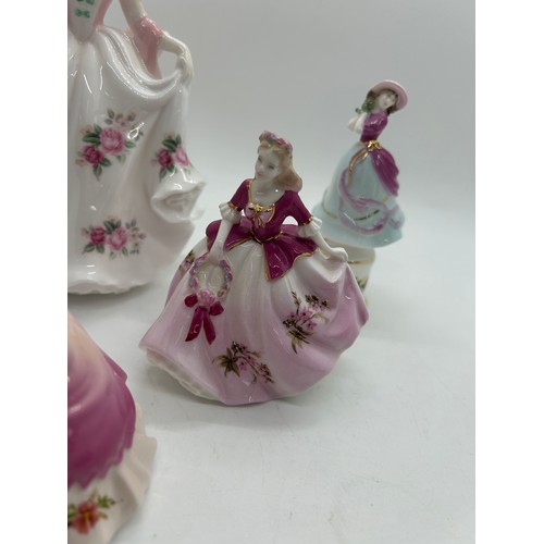 314 - Selection 3 small Coalport lady figurines all with COA to include May, Serenade, Flora, Royal Worces... 