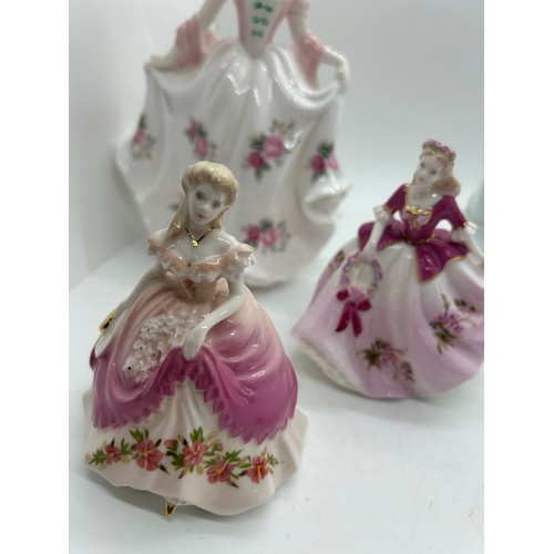 314 - Selection 3 small Coalport lady figurines all with COA to include May, Serenade, Flora, Royal Worces... 