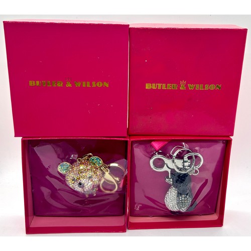 534 - Boxed as new Butler & Wilson Crystal Penguin and Bear Keyring