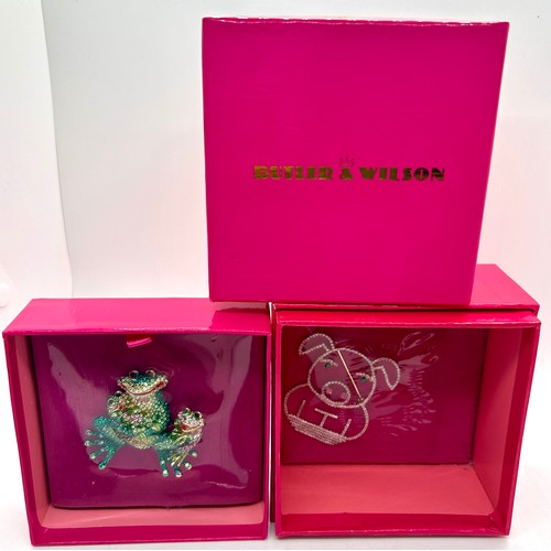 542 - Boxed new Butler and Wilson stone set pig brooch, frog brooch