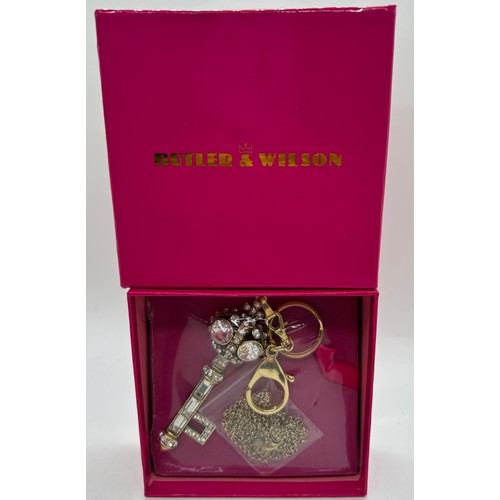 536 - Butler & Wilson Rhinestone Jewelled key clip necklace key ring /charm