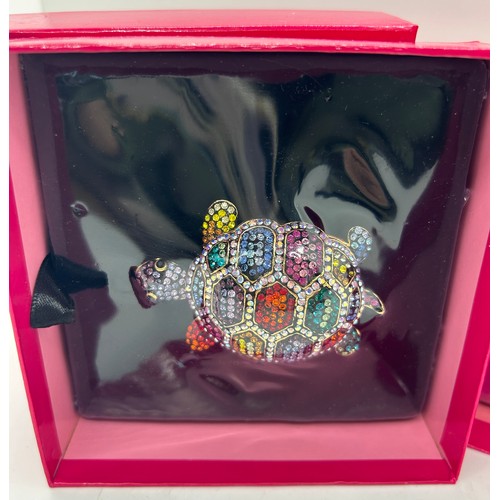 526 - Boxed as new vintage Butler and Wilson multi jewelled turtle brooch together with a boxed Butler and... 