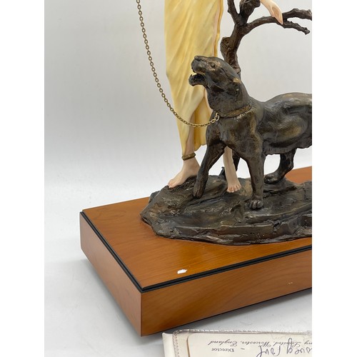 309 - Albany Khartoum Sudanese Nude Lady Walking Panther ~ Porcelain & Bronze with COA 10.5 inches tall