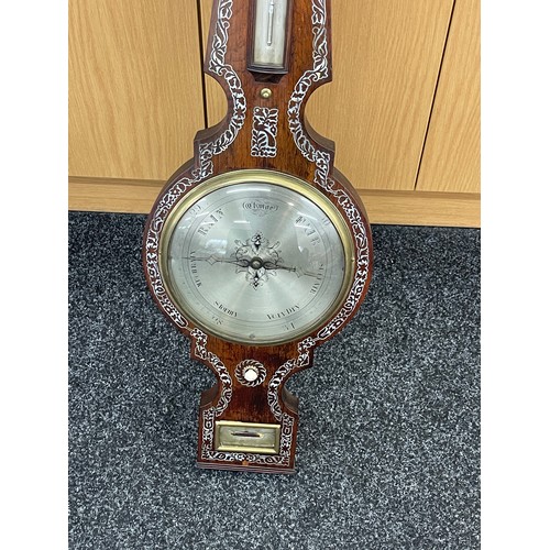 413 - Vintage inlaid banjo barometer rosewood, 40 inches tall