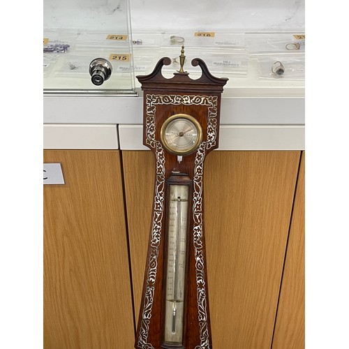 413 - Vintage inlaid banjo barometer rosewood, 40 inches tall