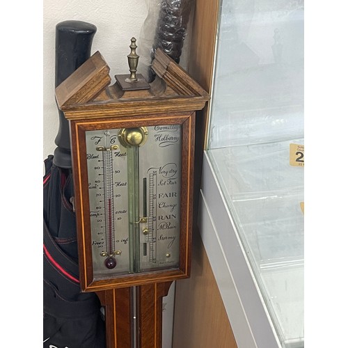 414 - 2 Vintage barometers includes mahogany inlaid and one other