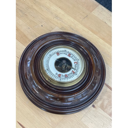 414 - 2 Vintage barometers includes mahogany inlaid and one other