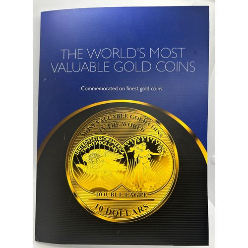 452A - 3 Solomon Islands, gold plated $10 coins by the worlds most valuable gold coins, to include USA Doub... 