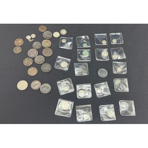 453 - Selection of antique coins, some Victorian and silver