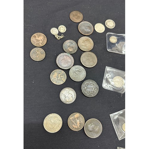 453 - Selection of antique coins, some Victorian and silver