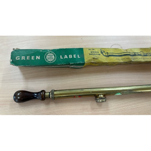 120 - Vintage green label brass sprayer size 16 x 1 in original box