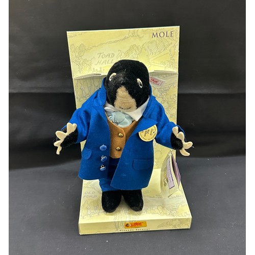 72 - Steiff Wind in the Willow - Mole With Certificate, original box and stand