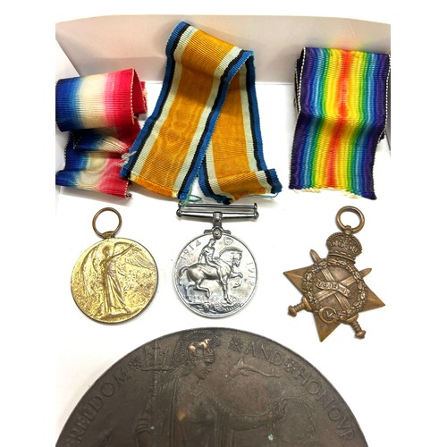 482 - Set of WW1 military medals to 'PTECHOWEll WORC.R 22 391' with death plaque