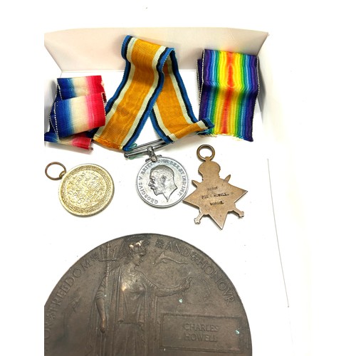 482 - Set of WW1 military medals to 'PTECHOWEll WORC.R 22 391' with death plaque