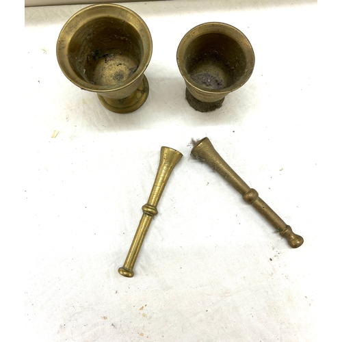 43 - 2 Vintage brass pestle and mortars