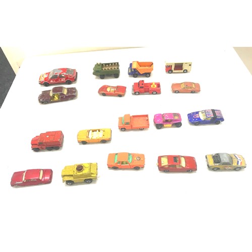 117 - Large selection of vintage dye cast cars includes Matchbox, corgi cars etc