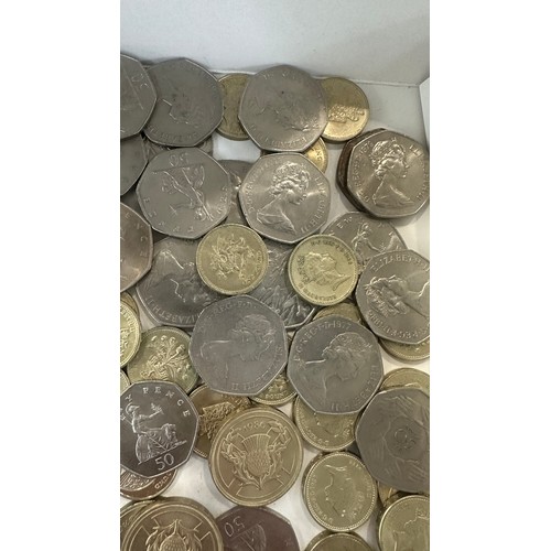 441 - Selection of old £1, £2 and 50p coins approximately £70 in total