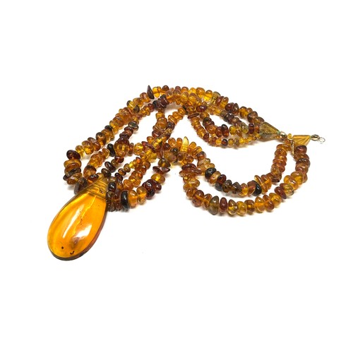 504 - 9ct gold baltic amber necklace (0.8g)