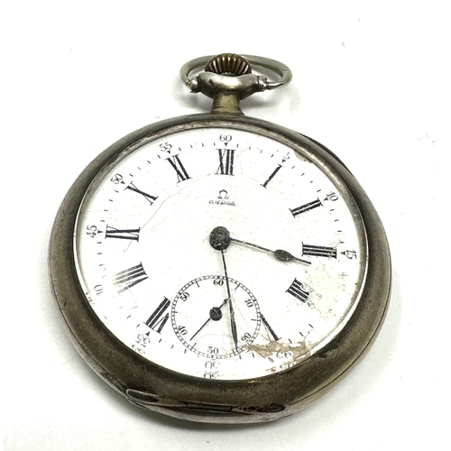 566 - Antique silver omega pocket watch the ticks and stops fully wound