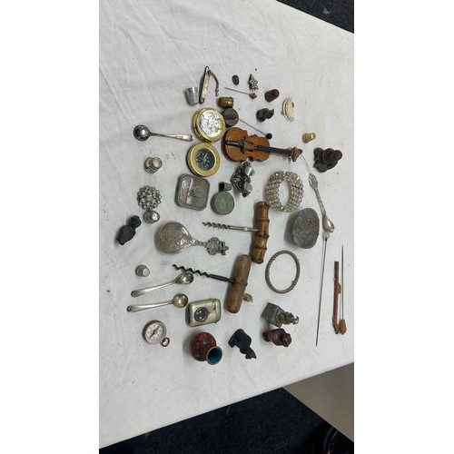 570 - Selection of collectables includes compass, wine openers, fossils etc