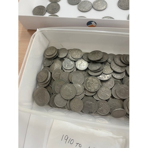 449 - Selection of assorted crowns and shillings includes pre 1920s