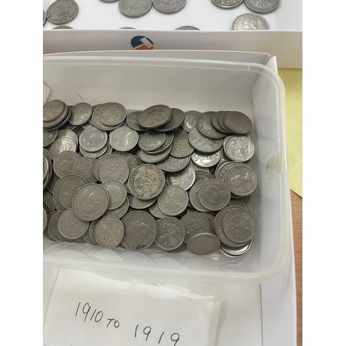 449 - Selection of assorted crowns and shillings includes pre 1920s