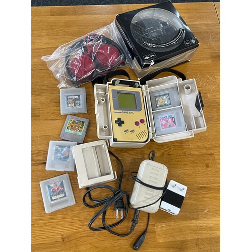 55 - Vintage gameboy and games with Grundig and Sony head phones, untested