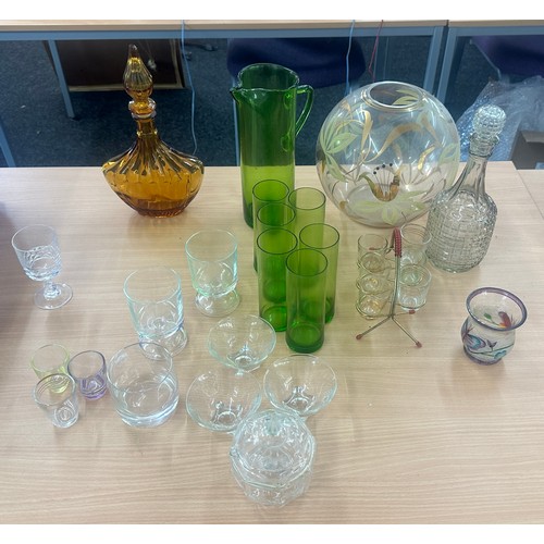 221 - Selection of glassware includes decanters etc