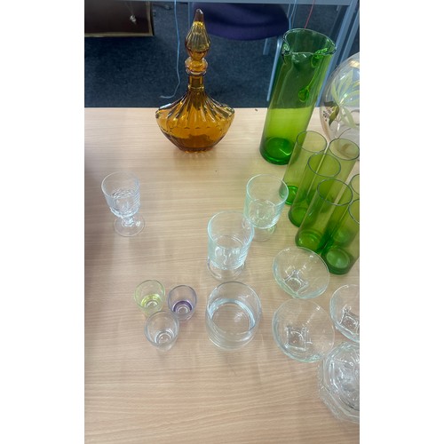 221 - Selection of glassware includes decanters etc