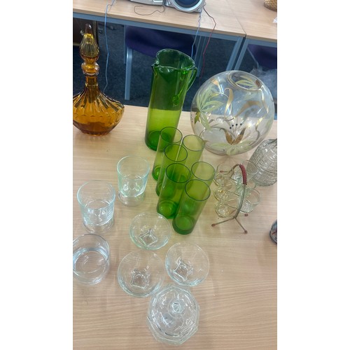 221 - Selection of glassware includes decanters etc