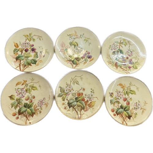 119 - Six Victorian hand painted Aynsley cabinet plates and an Aynsley orchard gold plate