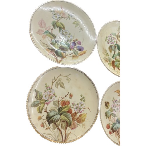 119 - Six Victorian hand painted Aynsley cabinet plates and an Aynsley orchard gold plate