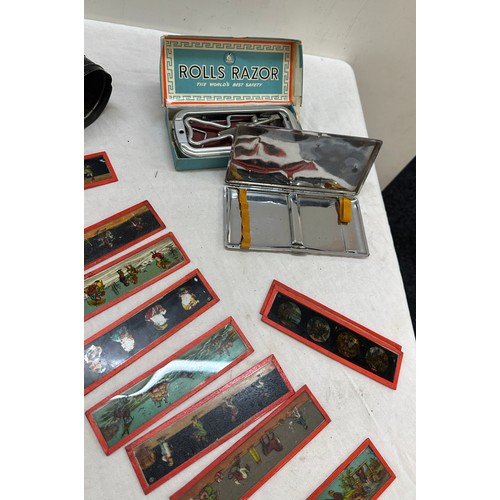 111 - Selection of collectables includes razor etc