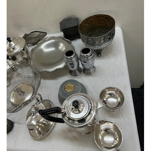 197 - Selection of silver plated ware includes tea pots etc