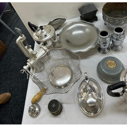 197 - Selection of silver plated ware includes tea pots etc